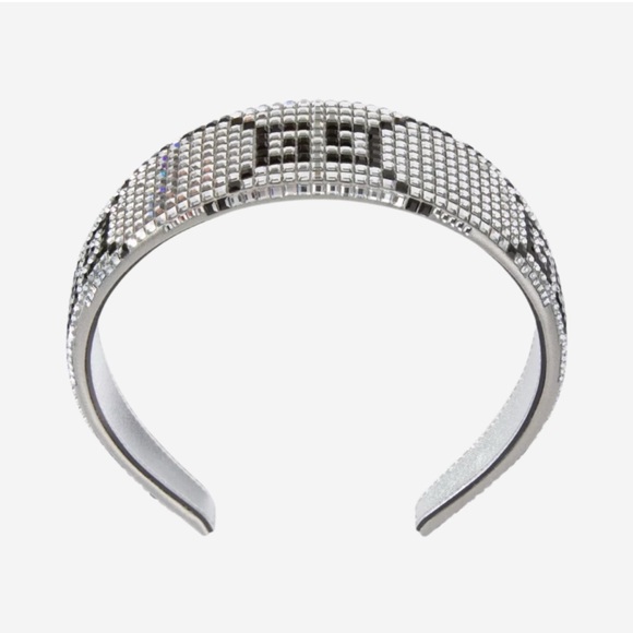 Gucci Silver and Black Crystal GG Headband - Picture 1 of 9
